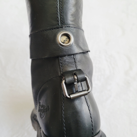 Dr. Martens Triumph Dark Green Combat Foldover Boots with Ribbon Laces Size 8 - Picture 6 of 14